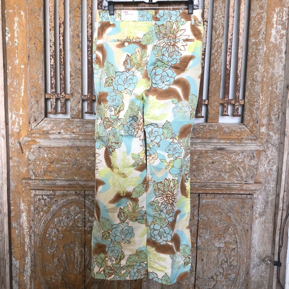 EXPRESS DESIGN STUDIO EDITOR PANTS FLORAL 4 Flare - Picture 3 of 8